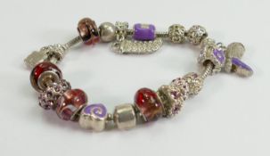 Silver modern style bracelet :set with various coloured stones, 65g.