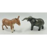 Beswick Elephant 974 & Donkey 2267A(2)