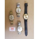 4 Gents Mechanical watches: (Rare Rubens superflat, Emro, Corvette, Swiss watch )