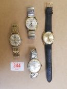 4 Gents Mechanical watches: (Rare Rubens superflat, Emro, Corvette, Swiss watch )
