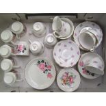 Mixed collection of floral tea ware: Crown Staffs, Clive Staffs etc (1 tray).