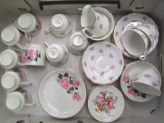 Mixed collection of floral tea ware: Crown Staffs, Clive Staffs etc (1 tray).