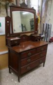 Early 20th Century Arts & Crafts mahogany 3 drawer dressing table/chest: with tilting vanity mirror,