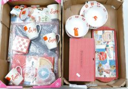 A collection of Portmerion vintage Kelloggs theme breakfast ware: including bowls, mugs, trays,