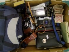 A mixed collection of items to include: Sony Handycam Vision, Yashica TL-Electro camera, Russian