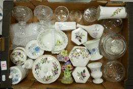 A mixed collection of item,s to include: Glazed Wedgwood Floral Decorated items, quality cut glass