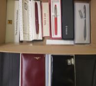 Assorted fountain pens pencil and Bentley leather wallets: Includes 2 x wallets, Yard o led