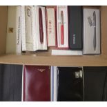 Assorted fountain pens pencil and Bentley leather wallets: Includes 2 x wallets, Yard o led