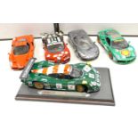 A Five racing cars : to include Maisto Porsche 911GT1 ( on stand), Maisto McLaren F1, Hotwheels