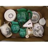 A collection of Wedgwood ceramic items to include: graduated set of 3 jugs, 'Old Ironside' jug, 6