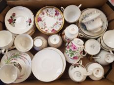 A mixed collection of tea ware items: Paragon, Colclough, Denbro etc (1 tray).