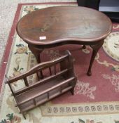 Oriental kidney shaped occasional table: together with magazine rack (2).
