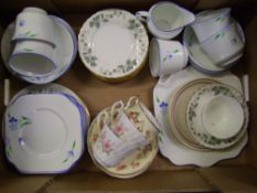 A mixed collection of tea ware items: Art Deco style part tea set, Minton Greenwich side plates