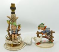 Goebel Apple Boy Lamp Base & Barnyard Hero Figure: tallest to fop of fitting 24cm(2)