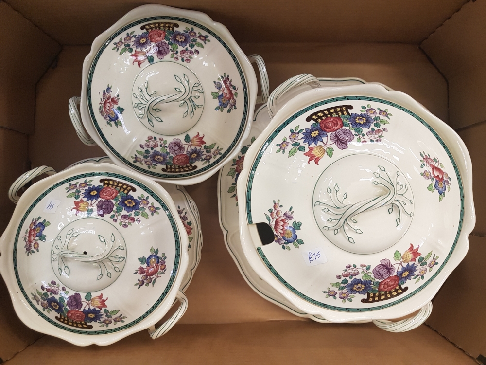 Wedgwood Floral Decorated Tureens & large Soup Bowl: