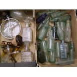 A Mixed collection of Glass Ware: including Vintage & Antique glass bottles, glass decanters,