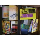 2 trays of books to include: Children's annuals, Haynes Car Manuals etc