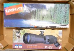 Boxed Optus zoom 20-60 X60 spotting scope : together with similar Tasco branded items ( 1 tray)