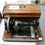 Winselmanns Titan Hand Crank Cased Sewing Machine: