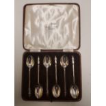 Cased set of Walker & Hall of Sheffield 'Apostle' coffee spoons: dated 1939, 71.1g.