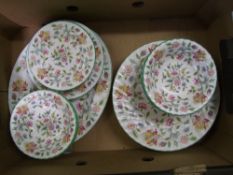 Minton Haddon Hall patterned dinner ware items: oval platter, 10 dinner plates, 6 salad plates, 6