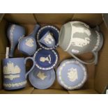 A collection of Wedgwood jasper ware items: including a grey jasper ware jug (1 tray).