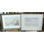 Two 1930's framed landscape water colours: largest signed Arthur Scott 1930 43cm x 54cm (2)