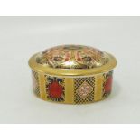 Royal Crown Derby Old Imari 1128 Patterned Oval Box: boxed, length 8cm