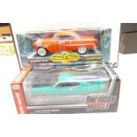 Boxed Ertl & American Muscle Cars 1:18th Scale Model Cars: 1955 Chevrolet Bel Air & Ford Tourino