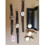 6 X Vintage mechanical gents watches: (Inc. Borea, Fuldex, Freba deluxe - rare)