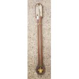 Early/Mid 20th century oak mounted barometer/thermometer: 94cm in length.