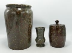 Three Polished Granite Vases: tallest 20cm