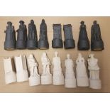 The Thistle and The Rose Set of 16 chess pieces. These are miniature Beneagles whisky decanters that