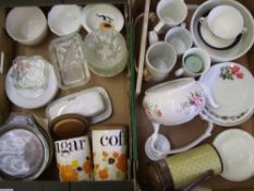 A mixed collection of ceramic items: including Vintage Oven ware, storage jars, Glass Dessert Bowls,