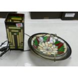 Modern stained glass table lamp: together with a stained glass light pendant decorated with