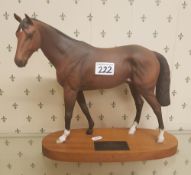 Beswick Connoisseur racehorse Troy on wooden base: