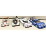 Four Maisto racing cars: to include Mercedes CLK GTR, Porsche 911 GT1, Audi R8R La Mans , Audi R8 (