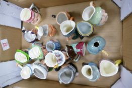 A collection of Ridgway & Burlington & similar small character jugs