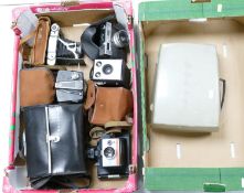 A collection of vintage photography items to include: Coronete Bellows camera, Ilford camera,