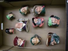A collection of Royal Doulton character jugs : to include small Aud Mac, Dick Turpin, John