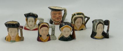A collection of Royal Doulton character jugs to include small Henry VIII D6648 , Anne of Cleves