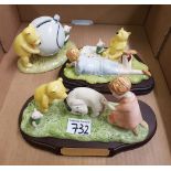 2 Doulton Winnie the Pooh Limited Edition Tableaus: Eeyore Loses a Tail & Summer's Day Picnic +