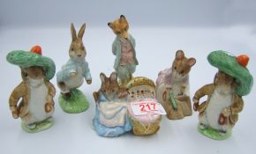 Beswick Beatrix potter figures: to include Benjamin Bunny x 2 , Peter Rabbit, Foxy Whiskered