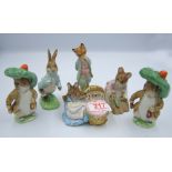 Beswick Beatrix potter figures: to include Benjamin Bunny x 2 , Peter Rabbit, Foxy Whiskered