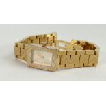 Burberry ladies gold plated wristwatch: Together with warranty card, paperwork and boxed.