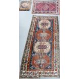 2 x oriental rugs and a large similar cushion: Measuring 241cm x 116cm & 133cm x 94cm.