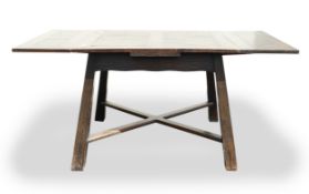 Liberty of London early 20th century Arts & Crafts draw leaf table: Closed size, length 100cm, width