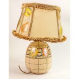 Large table lamp in the style of Charlotte Rhead with original matching shade: Height complete 45cm