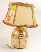 Large table lamp in the style of Charlotte Rhead with original matching shade: Height complete 45cm