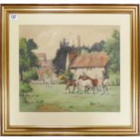 Alfred Cleavin, Watercolour painting of school of horses '': In gilt frame, signed and dated 1956,